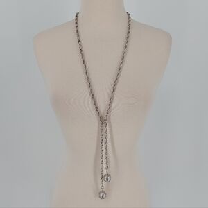 Vintage Sarah Coventry Silver Tone Lariat Chain Necklace